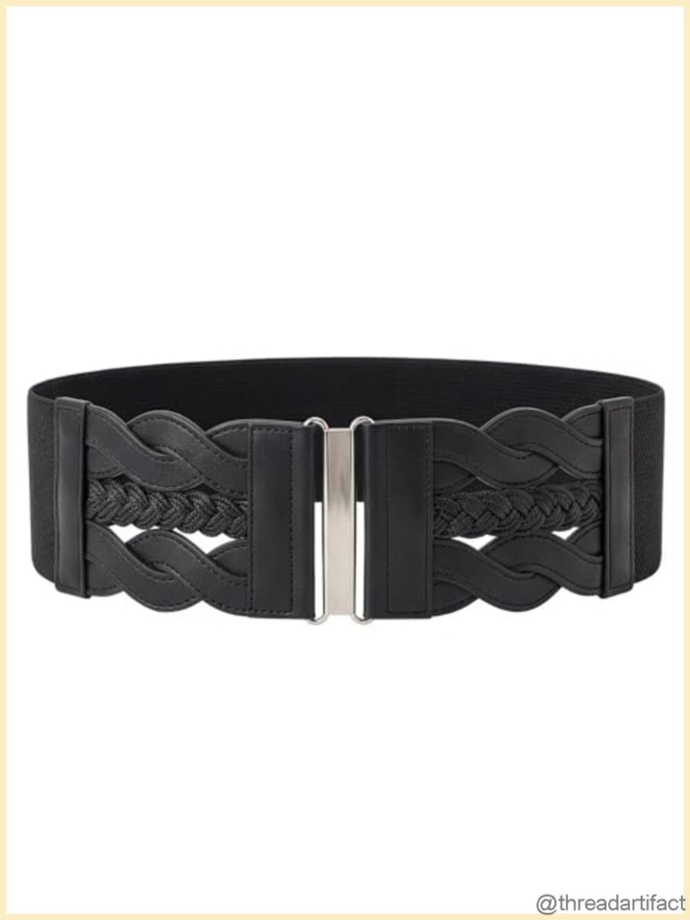 Retro Braided Buckle Belt Faux Leather Elastic Waist Accessory